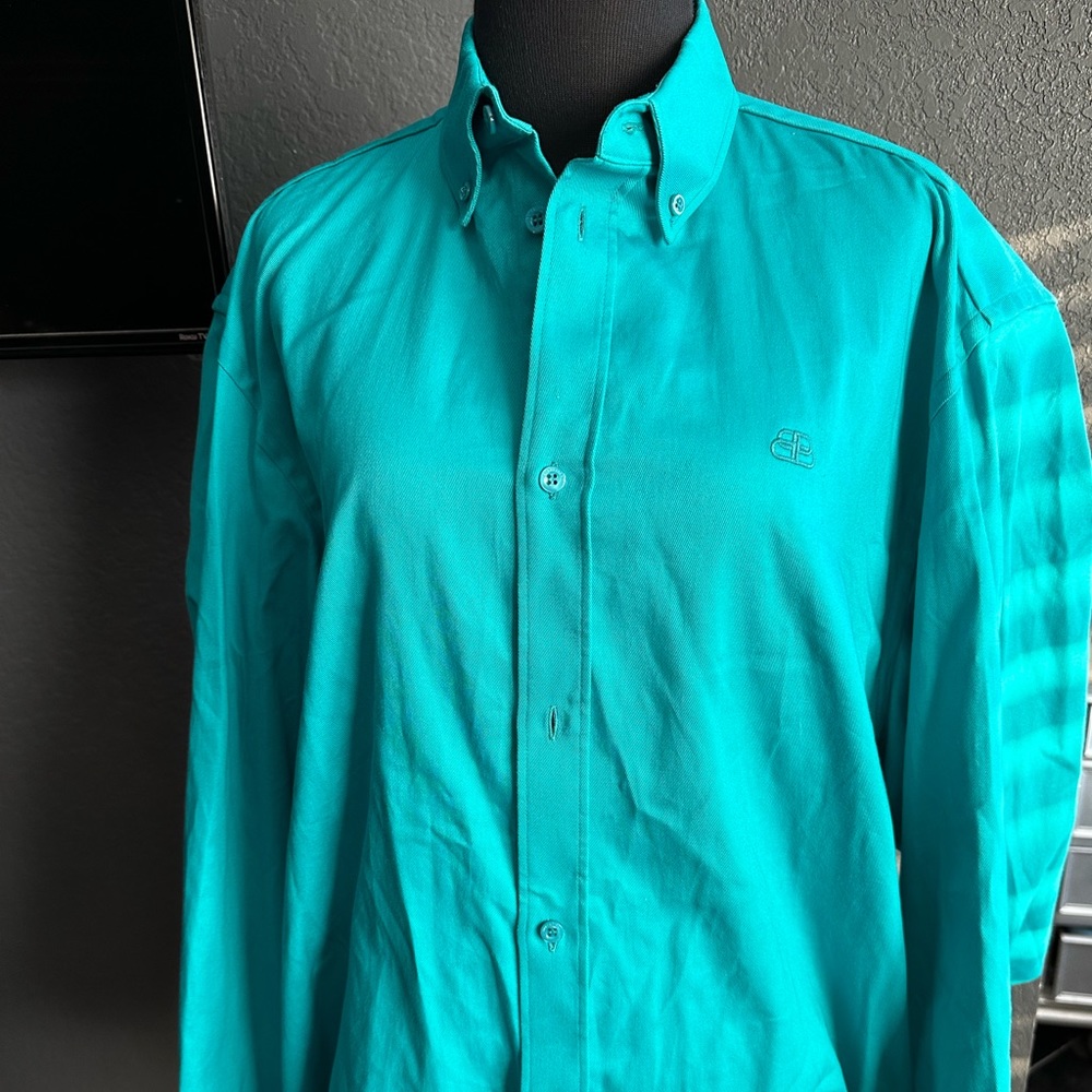 Balenciaga x ye24 cotton gabardine turquoise shirt